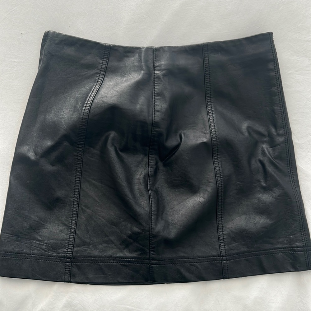 Black leather mini skirt